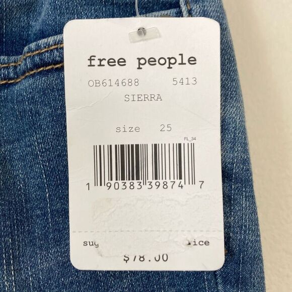 Free People Cropped‎ Sierra Jeans Size 25 NWT - Picture 6 of 11